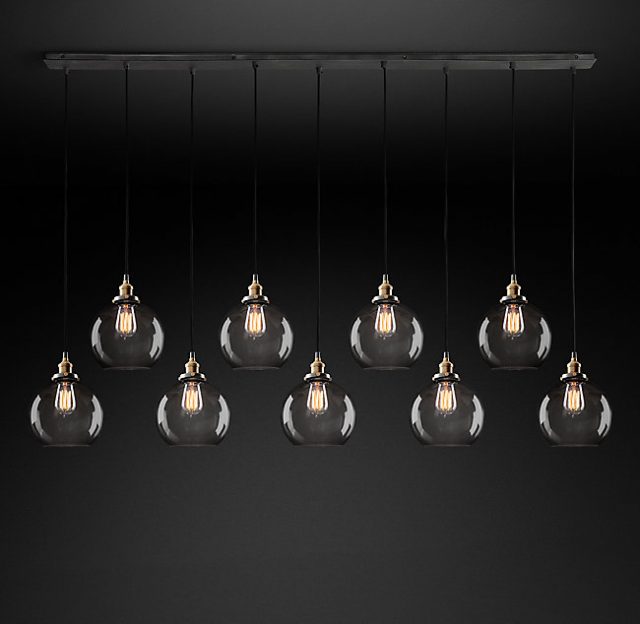 Подвесная люстра Restoration Hardware SMOKE GLASS CAFÉ RECT 68070669