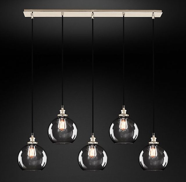 Подвесная люстра Restoration Hardware SMOKE GLASS CAFÉ RECT 68070669
