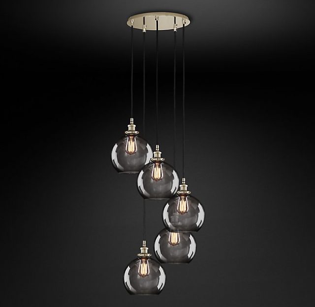Подвесная люстра Restoration Hardware SMOKE GLASS CAFÉ ROUND 20TH C. 68070537