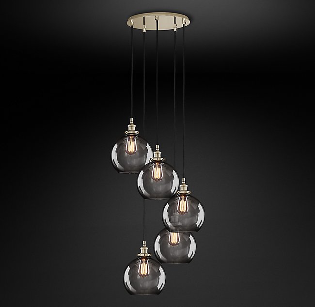 Подвесная люстра Restoration Hardware SMOKE GLASS CAFÉ ROUND 20TH C. 68070537