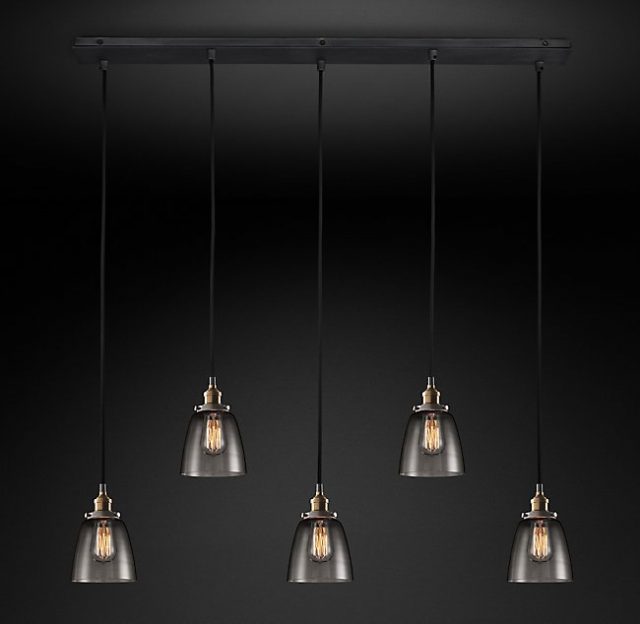 Подвесная люстра Restoration Hardware SMOKE GLASS CLOCHE RECT 20TH C. 68070651
