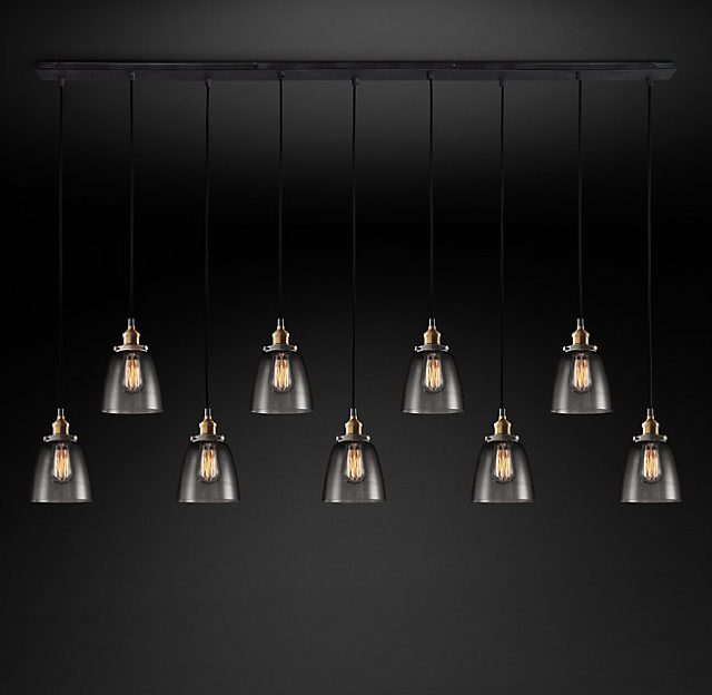 Подвесная люстра Restoration Hardware SMOKE GLASS CLOCHE RECT 20TH C. 68070651