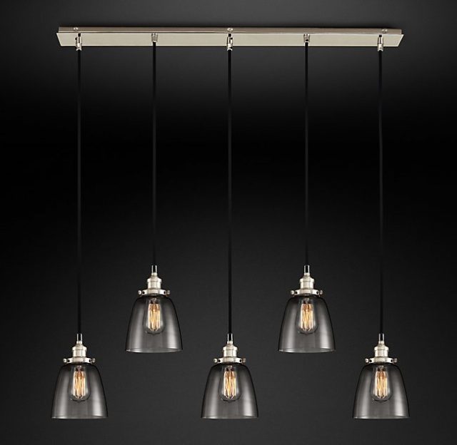 Подвесная люстра Restoration Hardware SMOKE GLASS CLOCHE RECT 20TH C. 68070651
