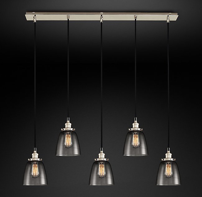 Подвесная люстра Restoration Hardware SMOKE GLASS CLOCHE RECT 20TH C. 68070651