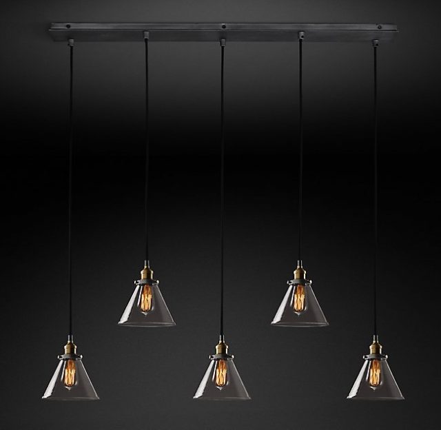 Подвесная люстра Restoration Hardware SMOKE GLASS FUNNEL RECT 20TH C. 68070613
