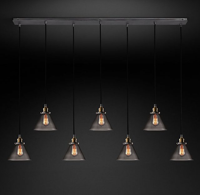 Подвесная люстра Restoration Hardware SMOKE GLASS FUNNEL RECT 20TH C. 68070613
