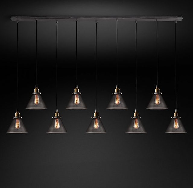 Подвесная люстра Restoration Hardware SMOKE GLASS FUNNEL RECT 20TH C. 68070613