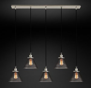 Подвесная люстра Restoration Hardware SMOKE GLASS FUNNEL RECT 20TH C. 68070613