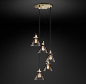 Подвесная люстра Restoration Hardware SMOKE GLASS FUNNEL ROUND 20TH C. 68070525