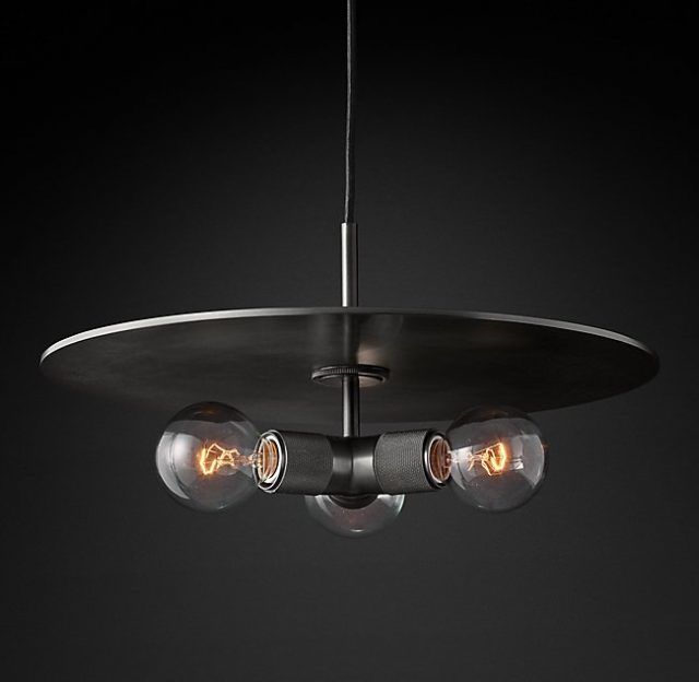 Подвесная люстра Restoration Hardware UTILITAIRE DISK TRIPLE PENDANT 68610011