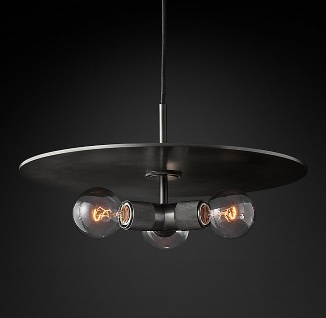 Подвесная люстра Restoration Hardware UTILITAIRE DISK TRIPLE PENDANT 68610011
